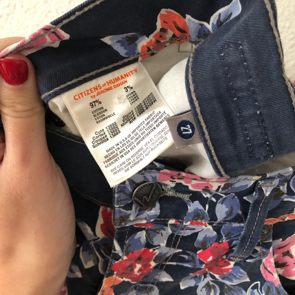 Citizens of Humanity Navy Floral Skinny Jeans 27 - Picture 3 of 5